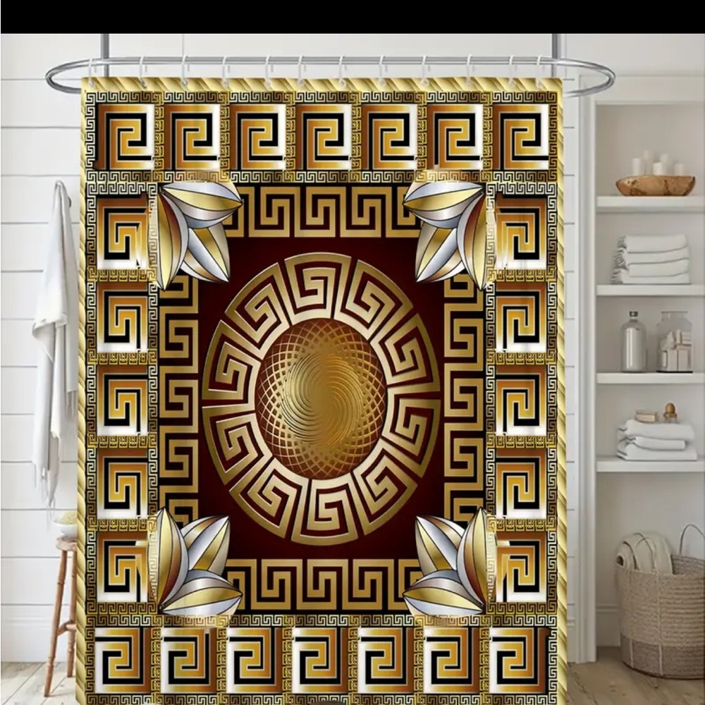 Baroque Geometric shower curtain set